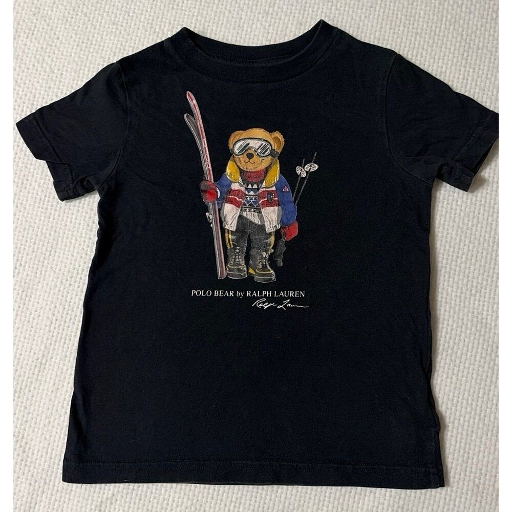 Polo Ralph Lauren Skiing Polo Bear T-Shirt, Black, Size 3T